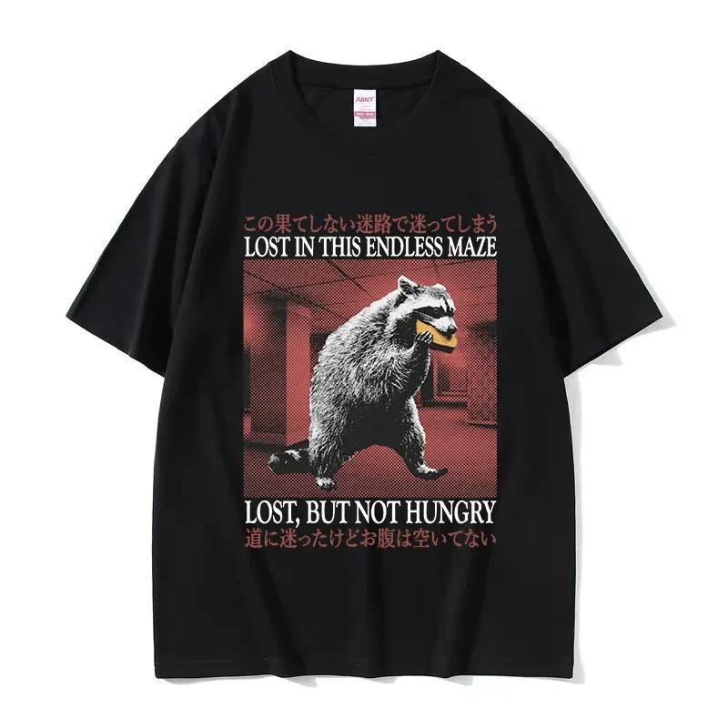 Fun Cheese Eating Machine Japanese Mouse Pattern T-shirt for Men Retro Fashion O Collar Oversized T-shirt for Both Sexes