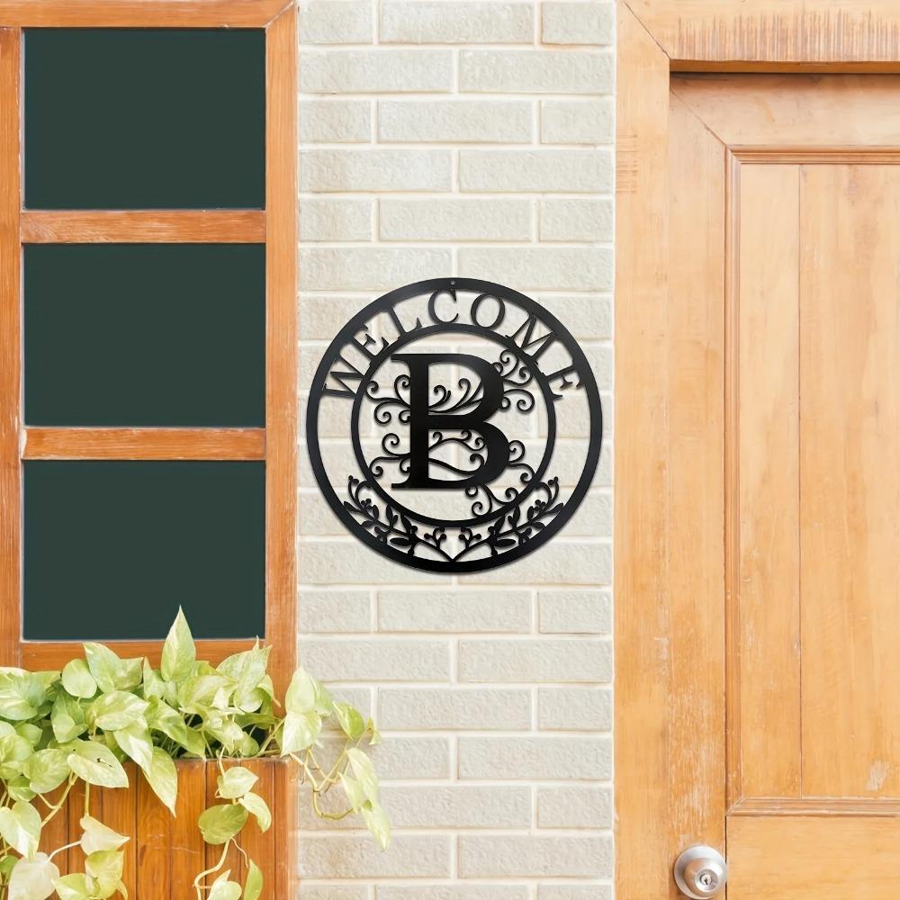 Металлическая жестяная табличка 12 дюймов "Добро пожаловать" черная буква B стильное настенное украшение для комнаты, декор входной двери, элегантное праздничное украшение