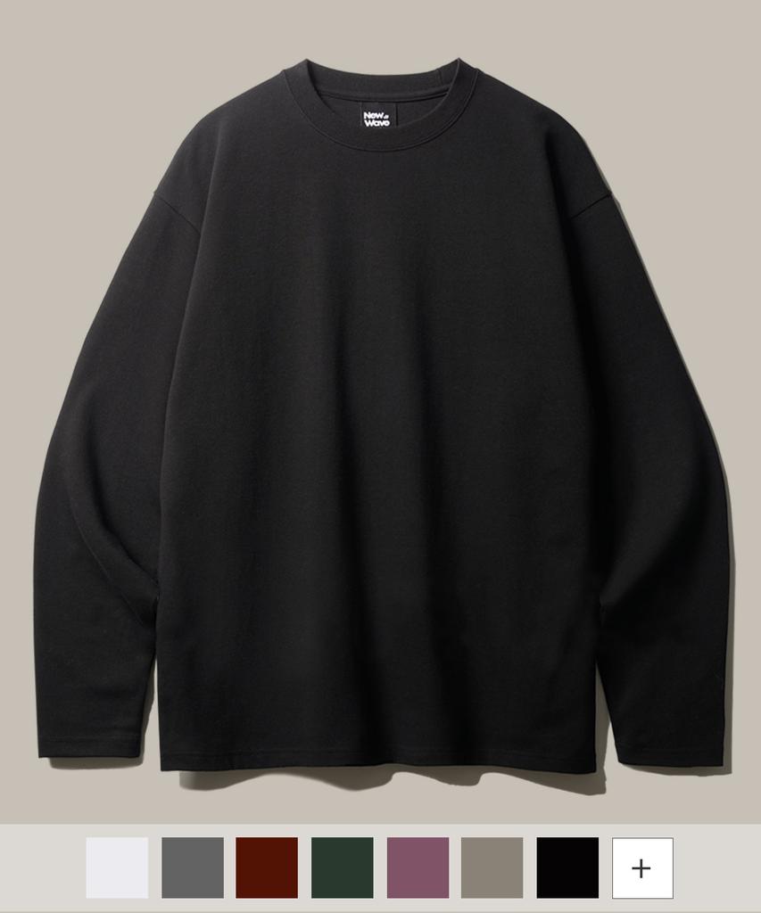 FP142 New Wave Double Cotton Stack Long Sleeve T-Shirt Black Sjlt1445