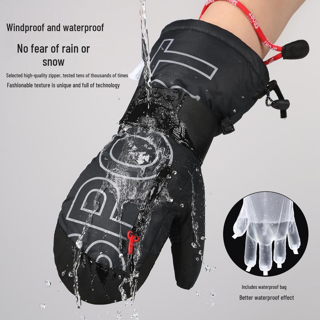 Women's Ski Gloves with Wrist Guards - Snowboard Mittens and Men's Touchscreen Mitten with Palm Protectors