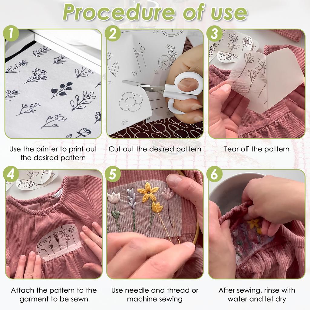 Выкройка для ручной вышивки, стикер-водорастворимый стабилизатор для вышивки, трансферная бумага-патч для одежды, подкладка, DIY-рукоделие