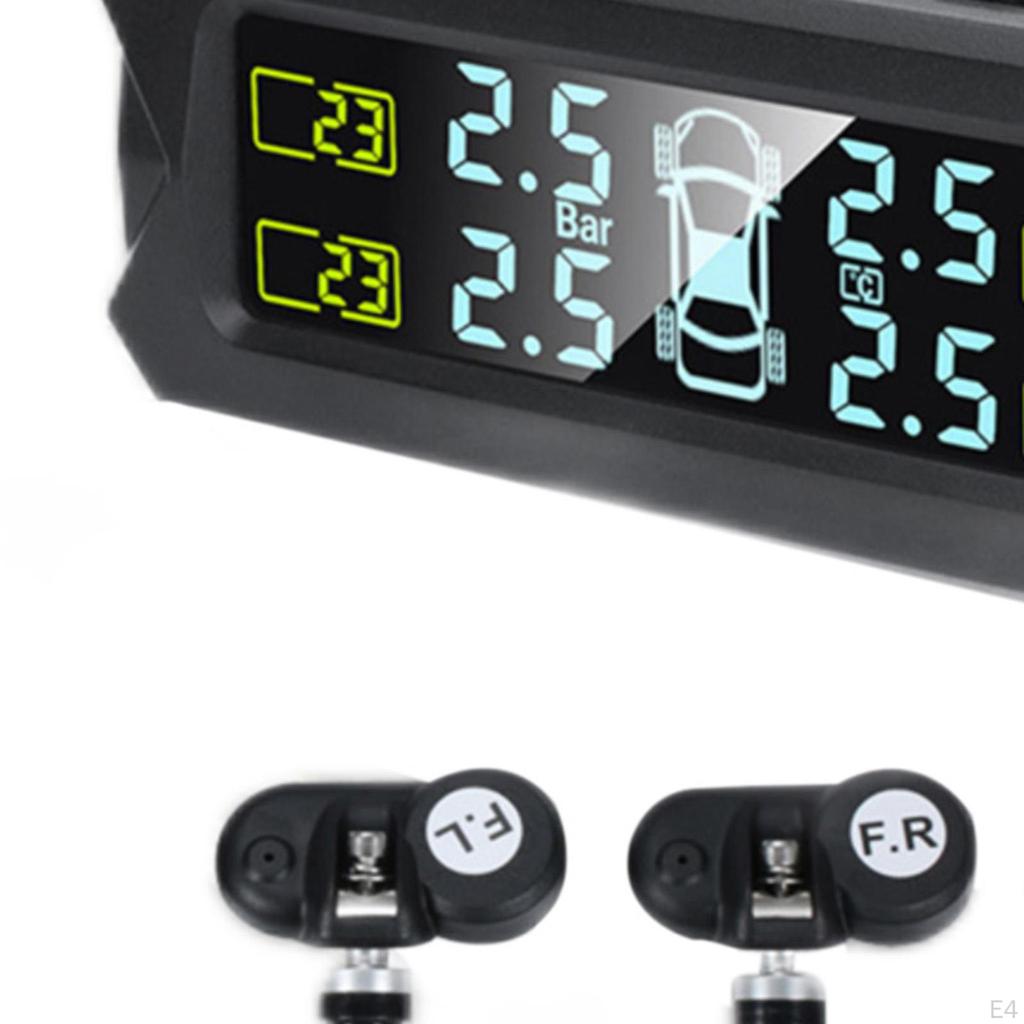 Автомобильный датчик давления в шинах на солнечной батарее с датчиком температуры и ЖК-дисплеем и USB