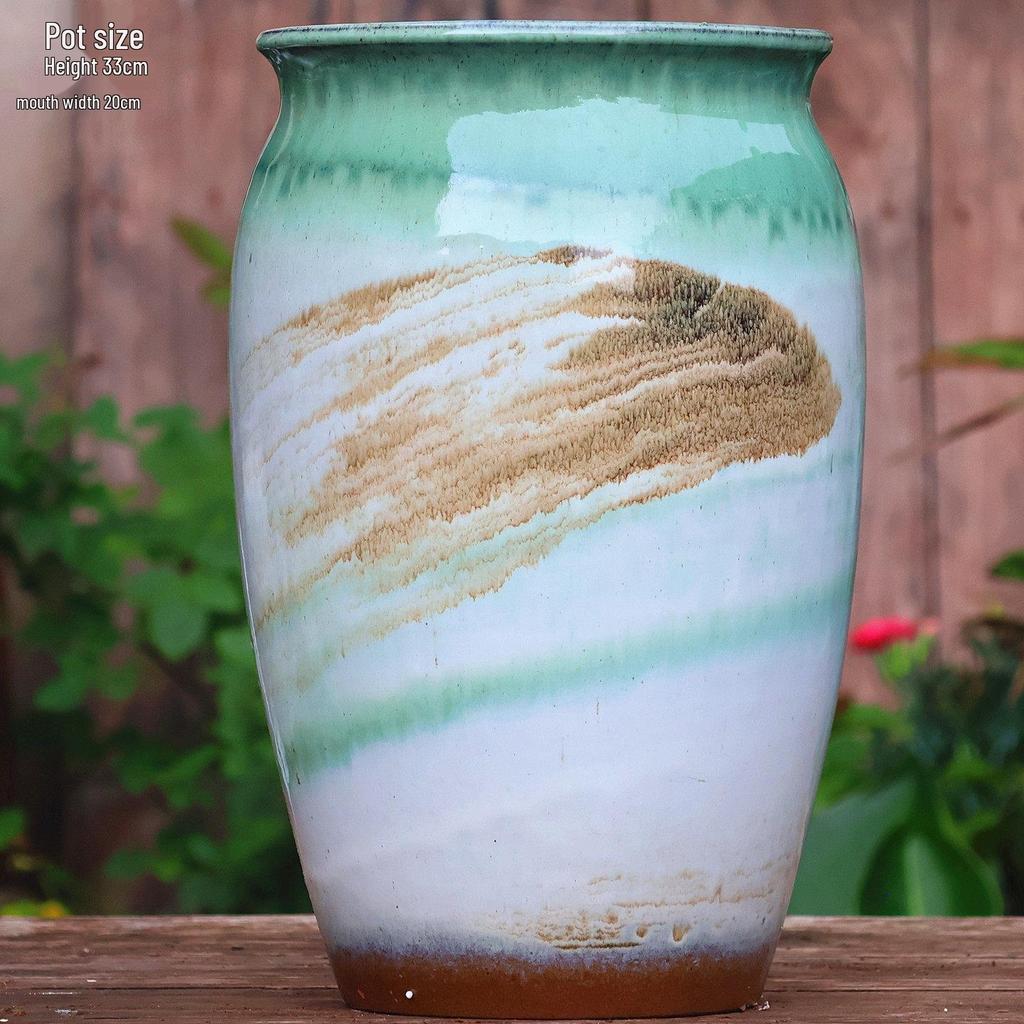 Большой керамический горшок ручной работы для суккулентов и орхидей - Дышащий, Грубозернистый глиняный горшок для бонсай