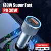 Pd 30w Metal Car Charger Type C 100w Usb Ultra Fast Charging Adapter With Display For Xiaomi Samsung Iphone 14 13 Pro Max 12 11