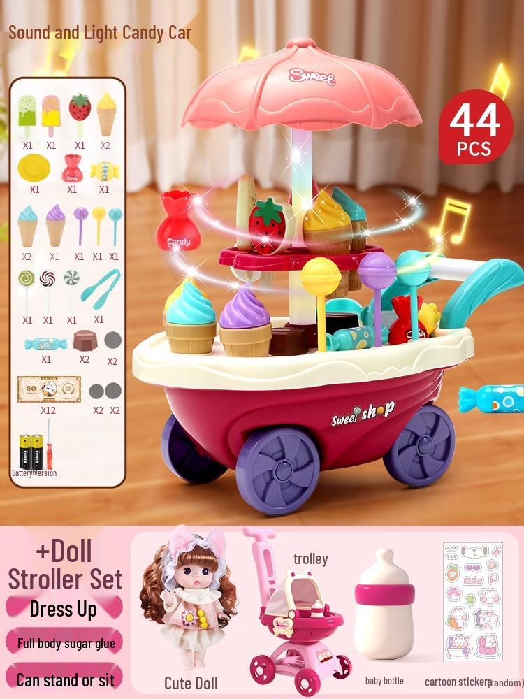 Коляска для куклы принцессы Эльзы и игровой набор для переодевания для девочек 3-4 лет