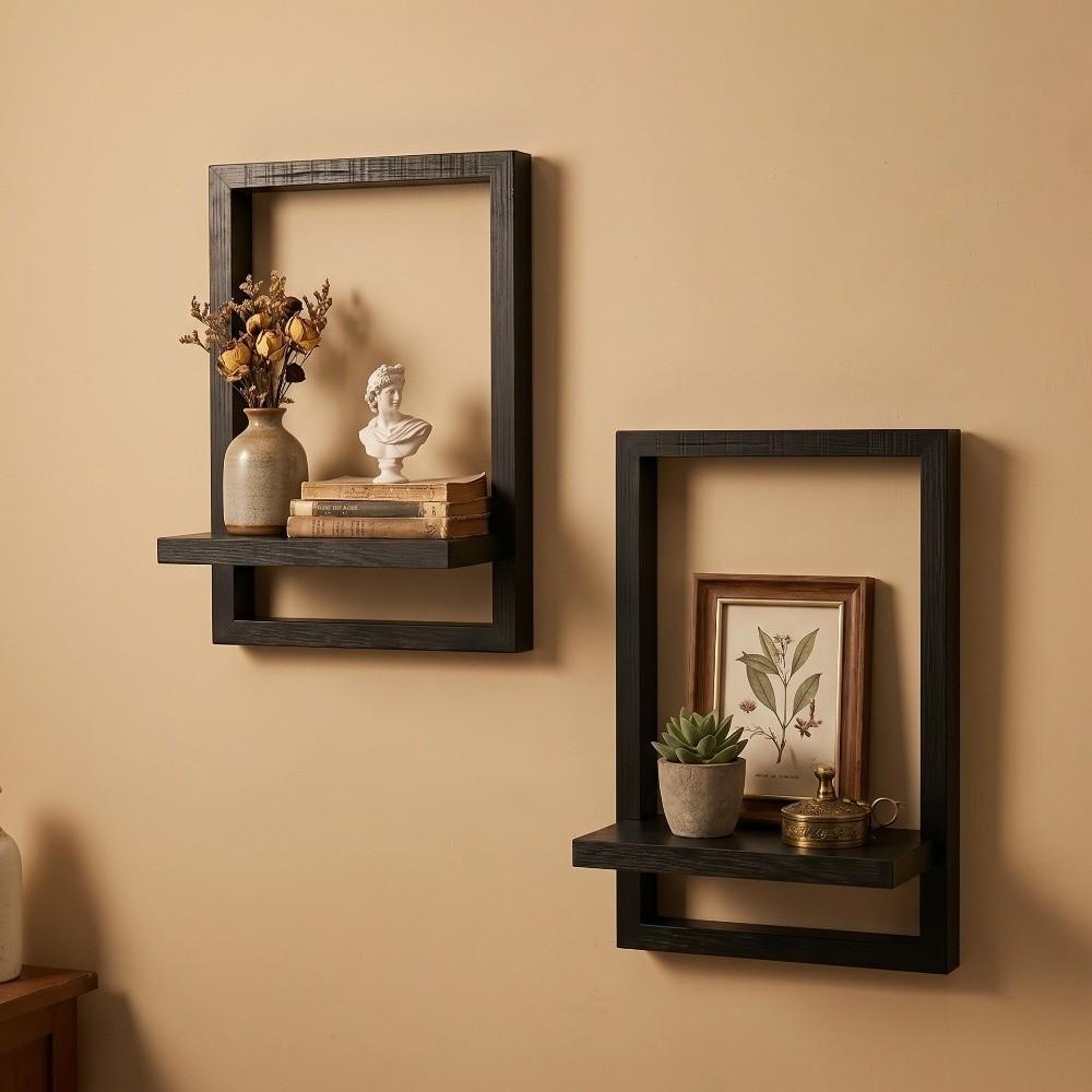 Geometric Wall Shelf Vintage Style Decorative Shelf Plant Display Storage Rack Wall Decoration