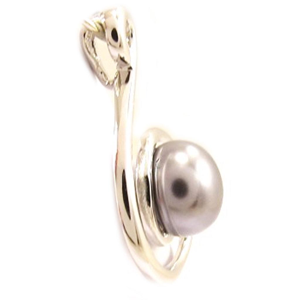 Les Trésors De Lily [L4642] - Серебряный кулон «Перла» серебристо-серый (родиевое покрытие) - 25х15 мм