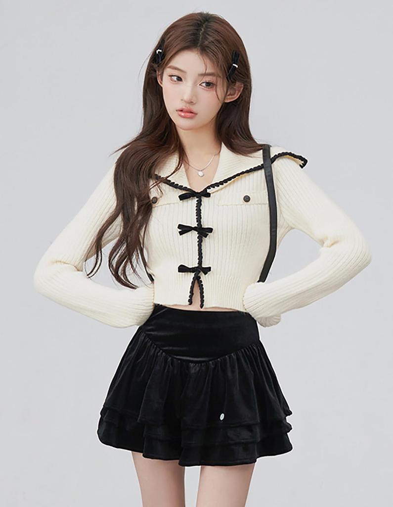 TOWYYO Длинный Большой Короткий Корейский Французский Бежевый Женский Кардиган, Рукав, Лента, V-образный вырез, Полосатый, Милый, Воротник, Длина, Мода, Весна/Осень, Стильный,