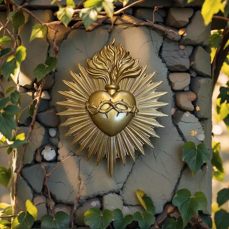 Gothic Sacred Heart Wall Plaque Statue Resin Gothic Wall Art Catholic Wall Hanging For Church Religious Home Decor Gifts