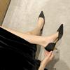 Fashion High Heel Women's 2024 New Mid Heel Pointed Shallow Mouth Hollow Single Shoes Thin Heel Small Size Women's Shoes