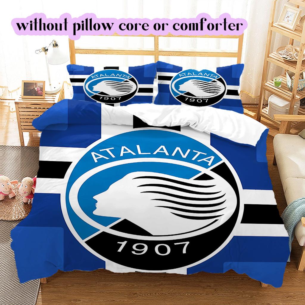 Atalanta BC Football Pattern Bedding,Quilt Set Quilt Cover Pillowcase Home Birthday Gift (1*duvet cover+2*pillowcase,without core)