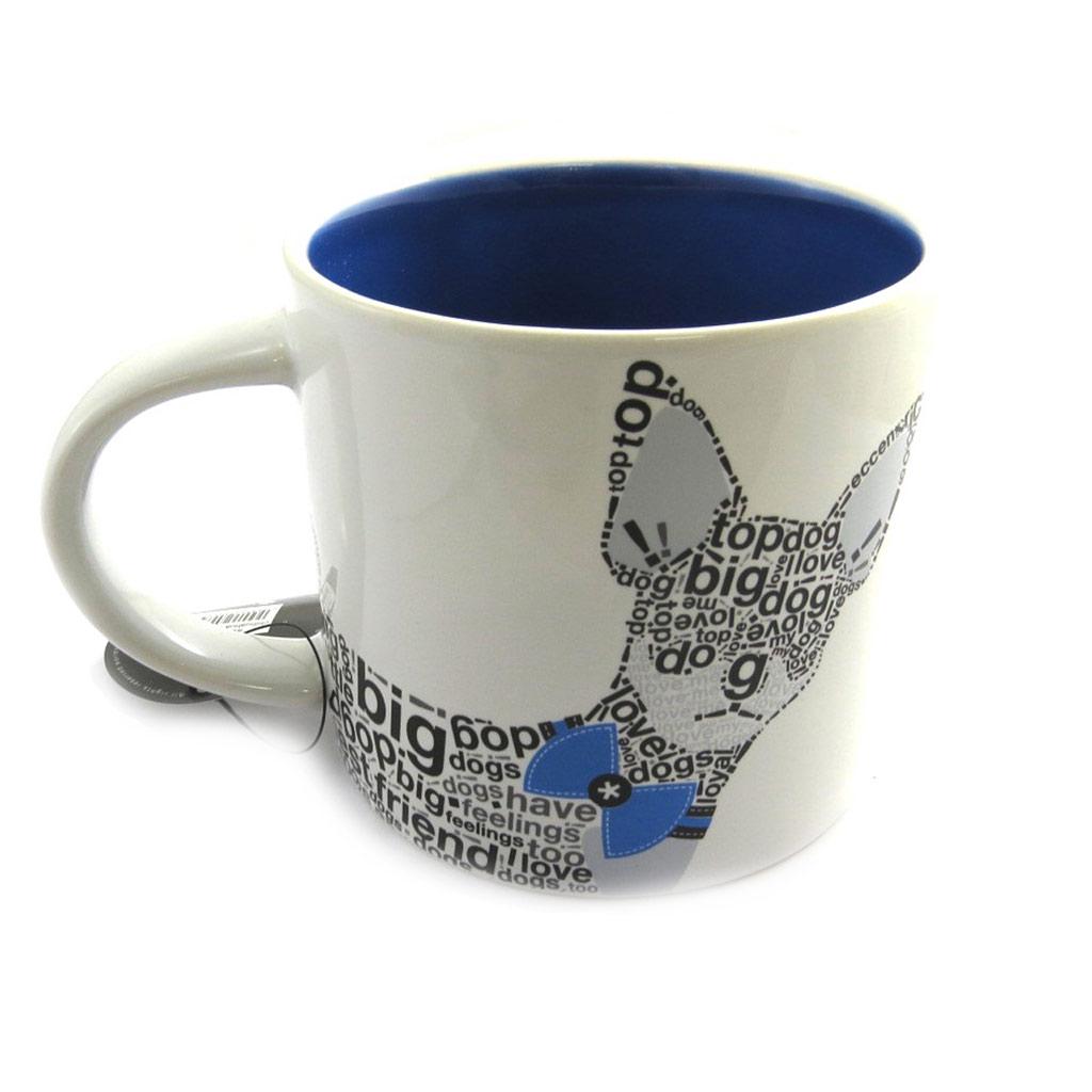 Les Trésors De Lily [M9881] - Ceramic Mug 'Wild About Words' (Chihuahua) Blue