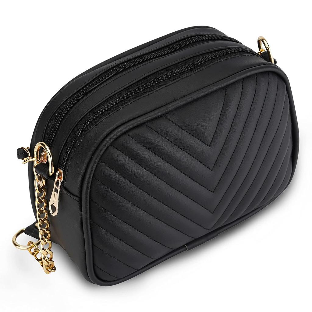 Стеганая сумка-слинг Vogueish для девочек/женщин (черный) | Стильные сумки через плечо на плечо для девочек