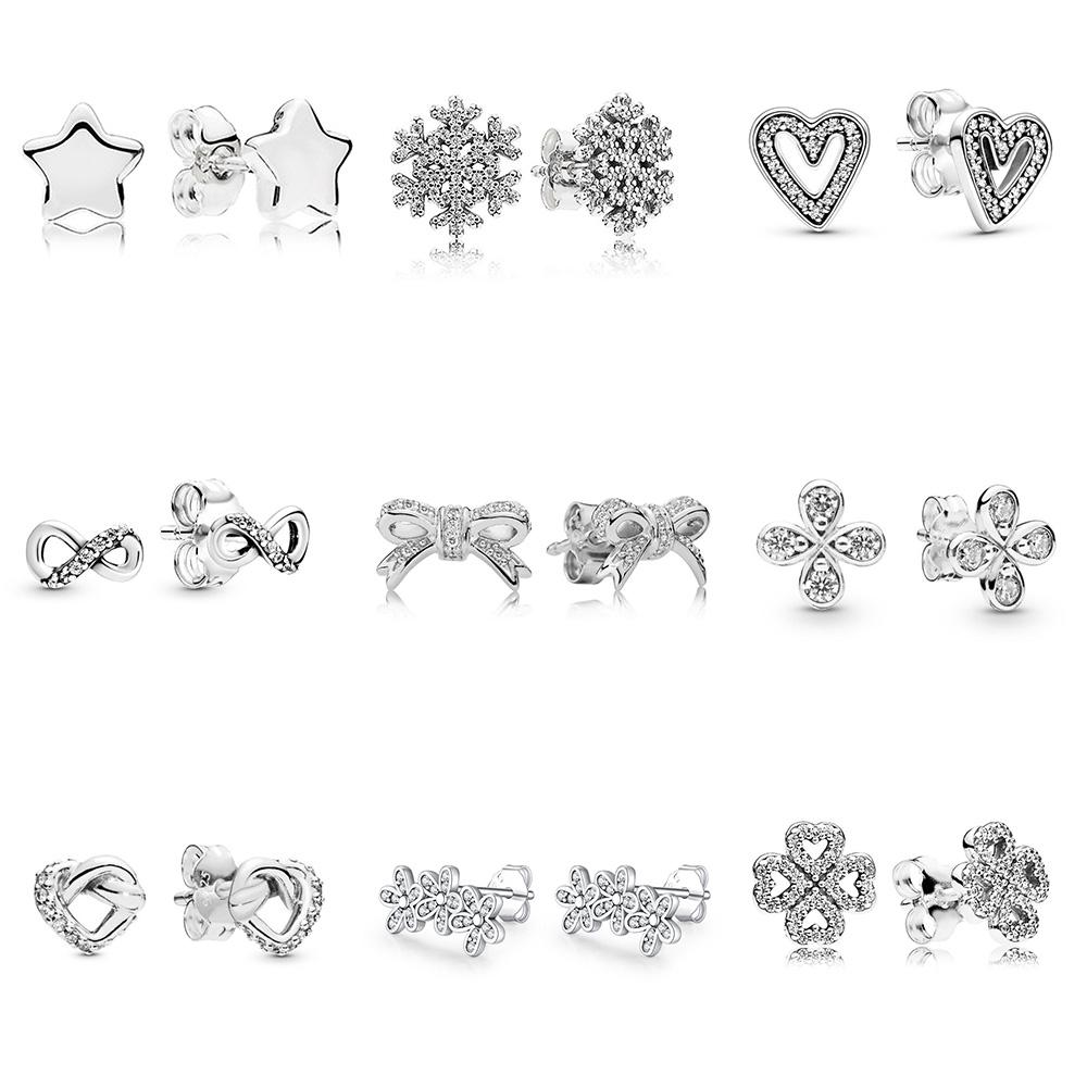 1 пара серег из стерлингового серебра 925 пробы, серебряная пентаграмма, снежинка, серьги с бантом и узлом для женщин, модные ювелирные изделия для свадебной вечеринки, подарок