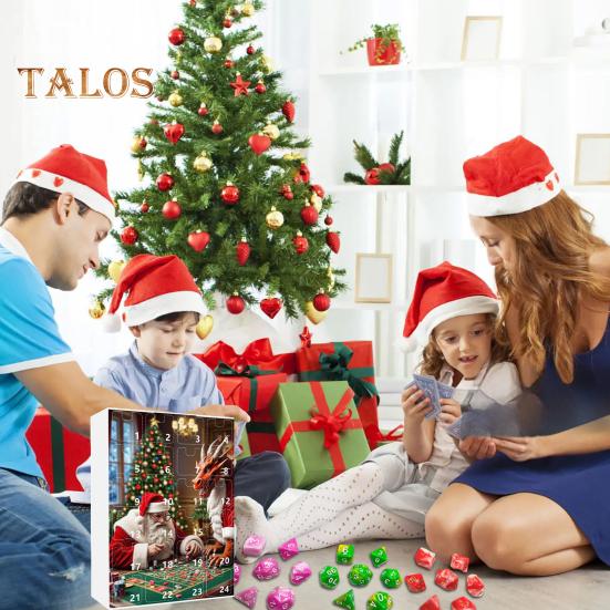 DND Dice Адвент-календарь 2024 Акриловые разноцветные многогранные игральные кости Набор для геймеров Ролевые игры 24-дневный рождественский календарь обратного отсчета