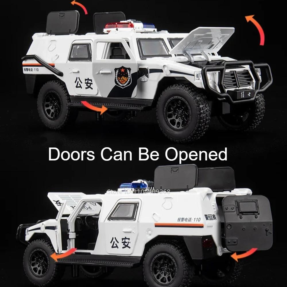 1:32 DongFeng MengShi Honda Accord Police Car Model Toy Metal Diecast Pull Back Doors Opend Vehicles Models Boys Holiday Gifts ED4