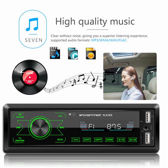 Одиночный автомобильный стерео Mp3-плеер 1 Din в приборной панели Bluetooth Aux-In Радио головное устройство с сенсорными кнопками
