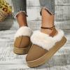 Fashion New Leather Women Fashion Winter Indoor Solid Color Suede Fur Slippers Ladies Home Platform Warm Slip-on Women's Shoes