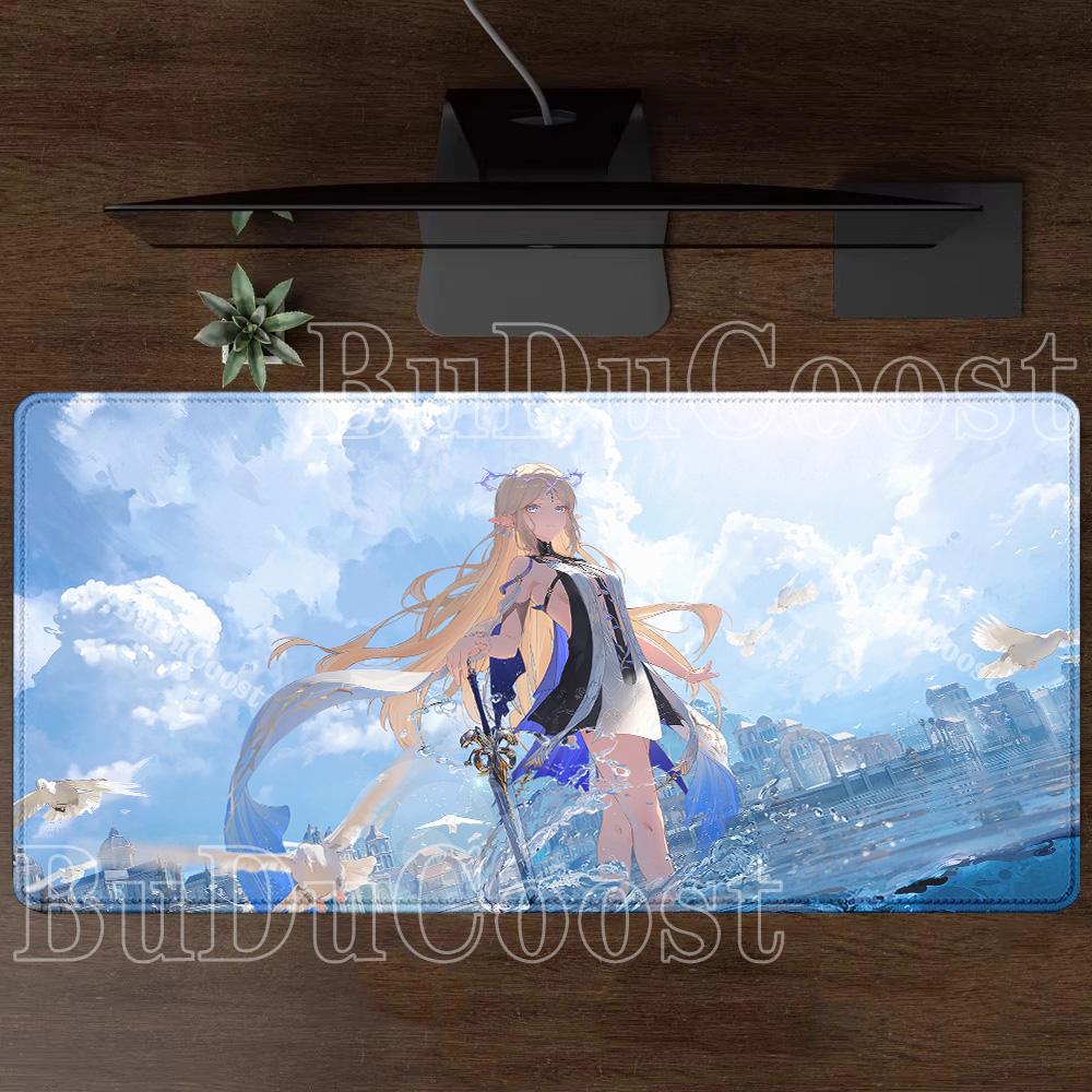 Коврик для мыши Cartethyia Wuthering Waves HD Печать Офисный Игровой Нескользящая основа Коврик для мыши Аниме девушка Клавиатура оверлок XXL Настольный коврик