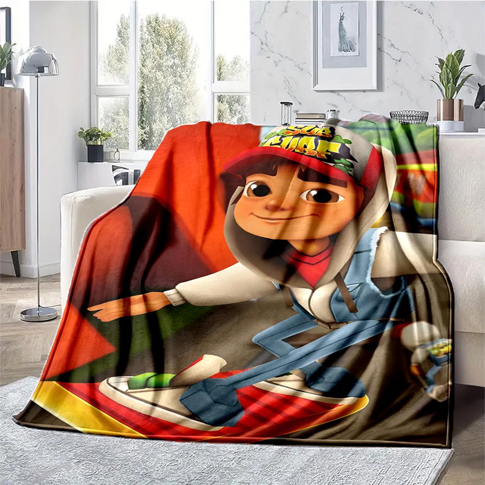 Subway Surfers Theme Printed Blanket - Perfect for Couch, Bed, Travel & Outdoor Use | Machine Washable, Cozy & Durable.