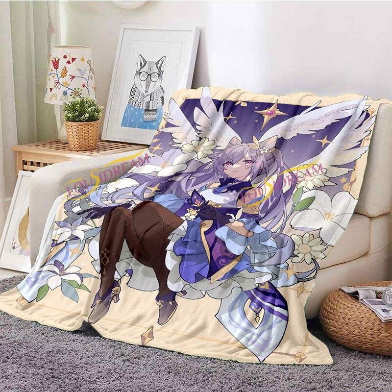 Модное одеяло Genshin, фланелевое одеяло на четыре сезона, дышащее супер теплое аниме в стиле аниме, постельные принадлежности, дорожные постельные принадлежности, подарки