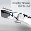 Progressive Multifocal Pochromic Reading Glasses Anti-blue Light Far Sight Glasses Men Half Frame Business Presbyopia Glasses