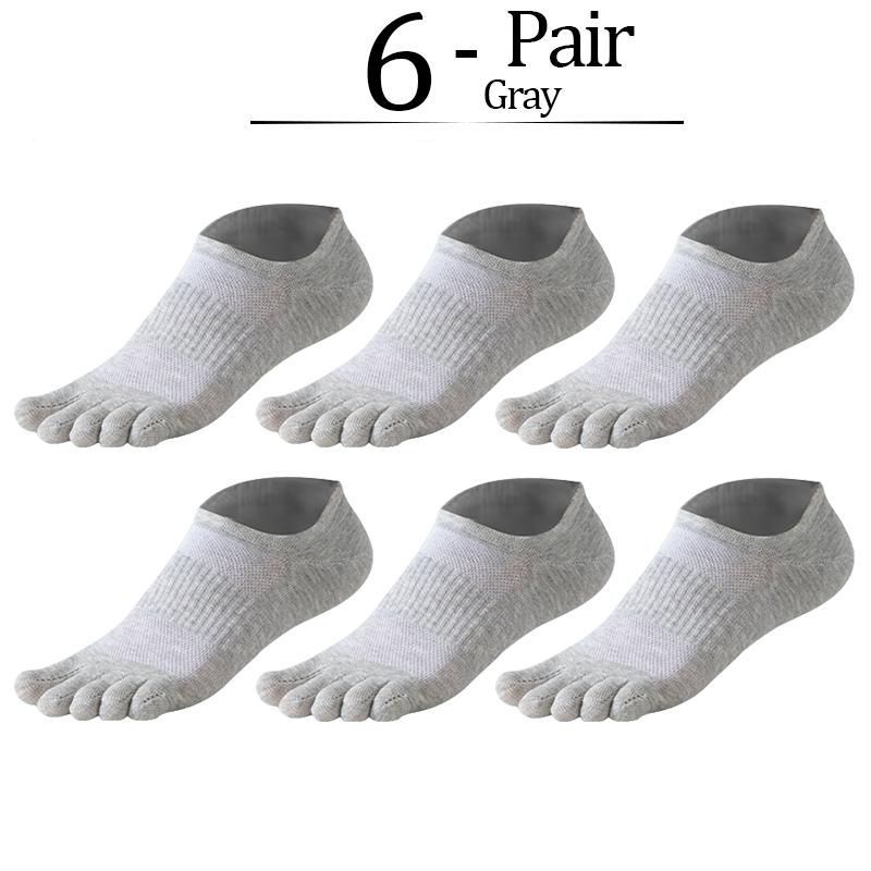 6 пар коротких носков из чистого хлопка с пятью пальцами, мужские носки-лодочки с впитывающей пот антибактериальной дышащей сеткой для бега и занятий спортом