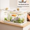 Pet Transparent Mini Fish Tank Aquarium Drop Resistant Hydroponic With Lid Ecological Desktop Home Lazy Tank Turtle Tank