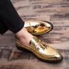 Golden Leather Shoes Men's Fringed Pointed Hair Stylist Men's Shoes Large Size Small Leather Shoes Spring and Autumn British Style Loafers Men