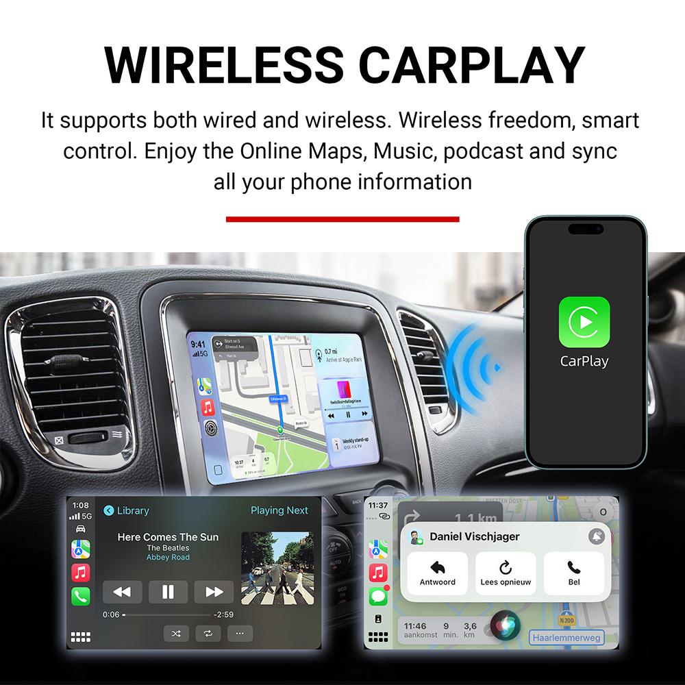 ANYFAR Original Car Screen Upgrade Wireless CarPlay Android Auto Decoder Box For Dodge Challenger Journey Charger Durango