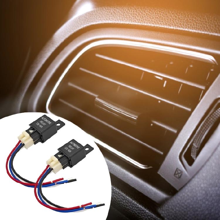 Sturdy Plastic Automotive Electrical Relays Set 12V 40.0A 4 Pin SPST Set of 2 Including Pre Wire Pigtail Connectors