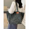 Сумка-тоут с леопардовым узором, винтажная холщовая сумка на плечо, модная большая вместительная сумка для школы, работы, шопинга