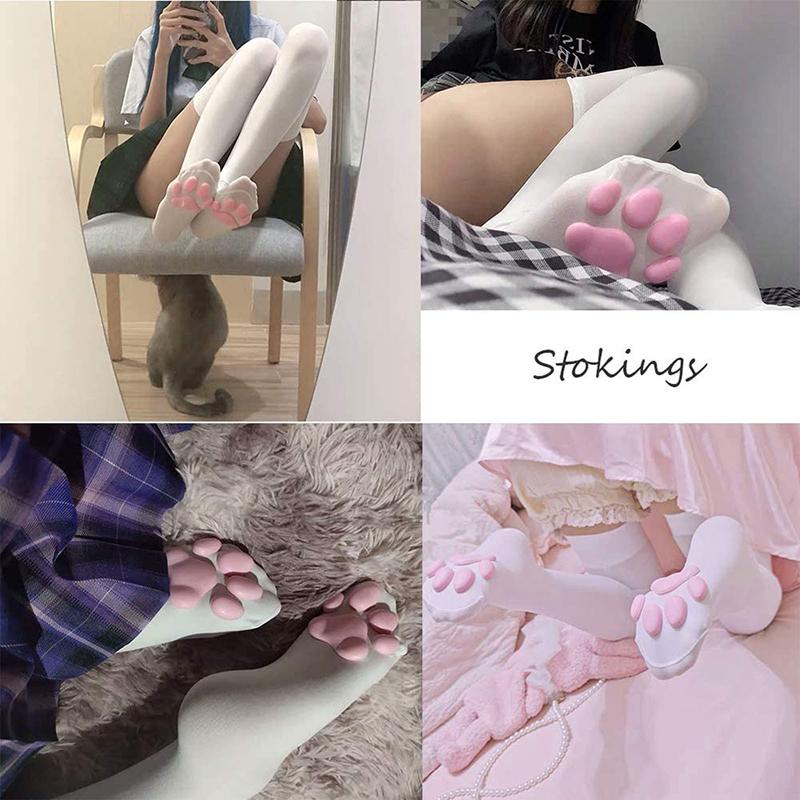Cat Paw Socks Kawaii 3D Cat Claw Women Stocking Lolita Paw-Pad Thigh High Socks