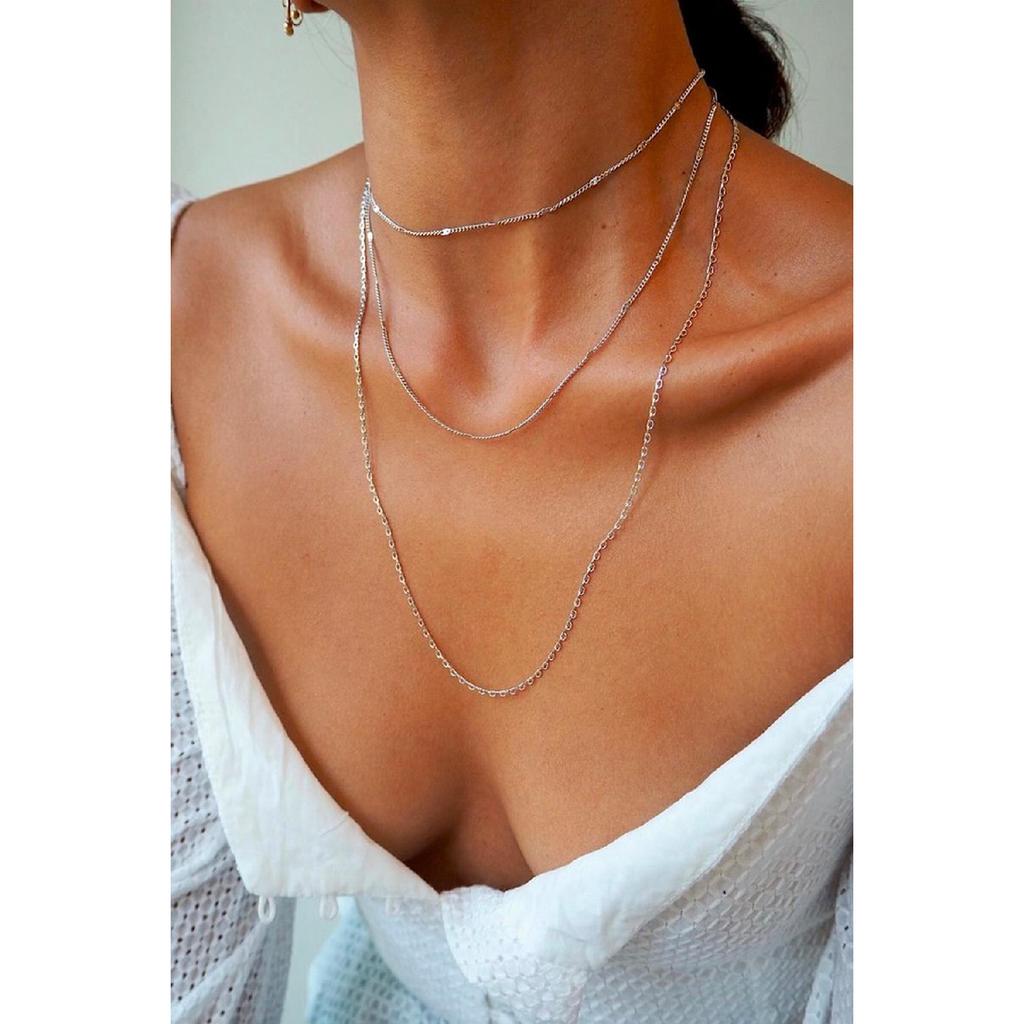 Женское тройное ожерелье-цепочка с хересом, позолоченное многослойное ожерелье, колье, длинное множественное ожерелье