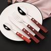 4Pcs Cutlery Wooden Handle Cutlery Set Stainless Steel Tableware Steak Knife Fork Spoon Silverware Western Flatware