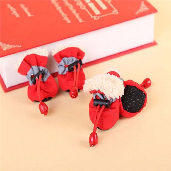 Pet Velvet Boots Nylon Lining Secure Fit Soft Comfortable for Pomeranian Teddy Outdoor Walks Cold Weather Paw Protection Warmth Retention Pet Supplie