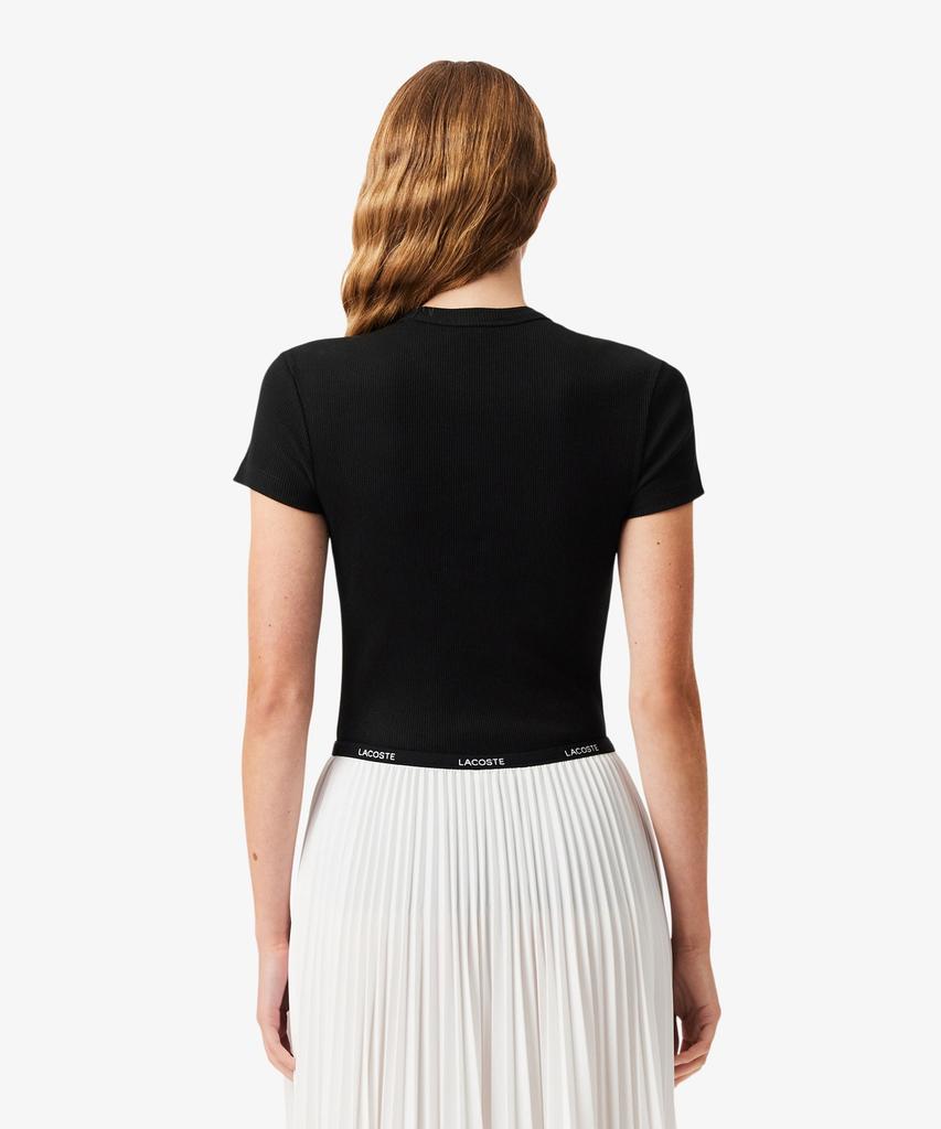 LACOSTE Женская облегающая футболка с коротким рукавом в рубчик Tf5538-56G 031