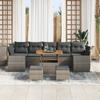Canapés de Jardin de 10 Pièces avec Coussins Gris Poly Rattan Acacia 3361863