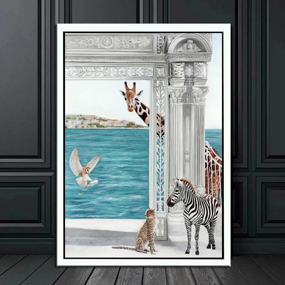 Животный мир, художественные настенные постеры и фрески, павлин, зебра, слон, журавль, приключения, скандинавское украшение для дома, печать, холст, живопись