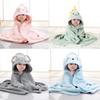 Children's Bath Towel Baby Blanket Coral Fleece Embroidered Cartoon Hooded Anti-Kick Cloak Coral Fleece Baby Cloak Bath Towel
