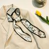 Spring new personalized trend printing simulation silk scarf female ins explosion sweet and cool wind long double-layer streamer