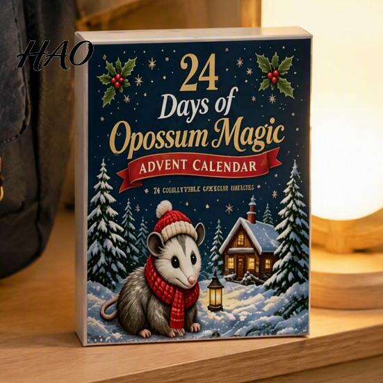 Acrylic Pendant Set 24 Days Christmas Advent Calendar with 2D Flat Possum Pendants, Tree Decor Festive Countdown for Decoration And Holiday