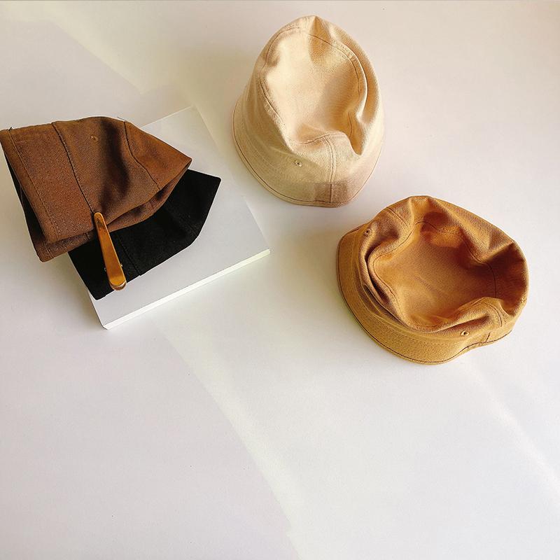 Spring Summer Baby Hat Solid Color Kids Girl Boy Bucket Cap Fashion Outdoor Windproof Children Toddler Fisherman Sun Hat