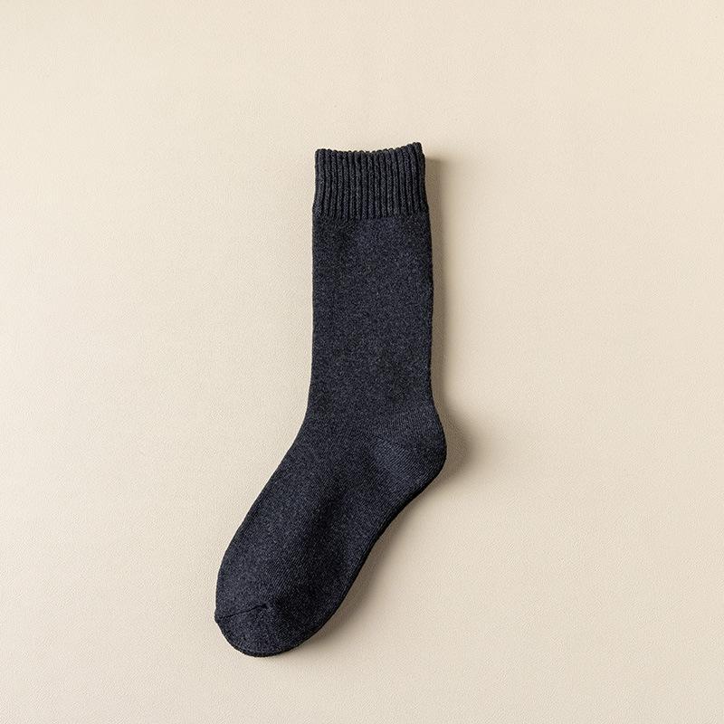 Женские осенне-зимние утолщенные и бархатные теплые шерстяные носки-трубы с впитывающим пот хлопковым кольцом