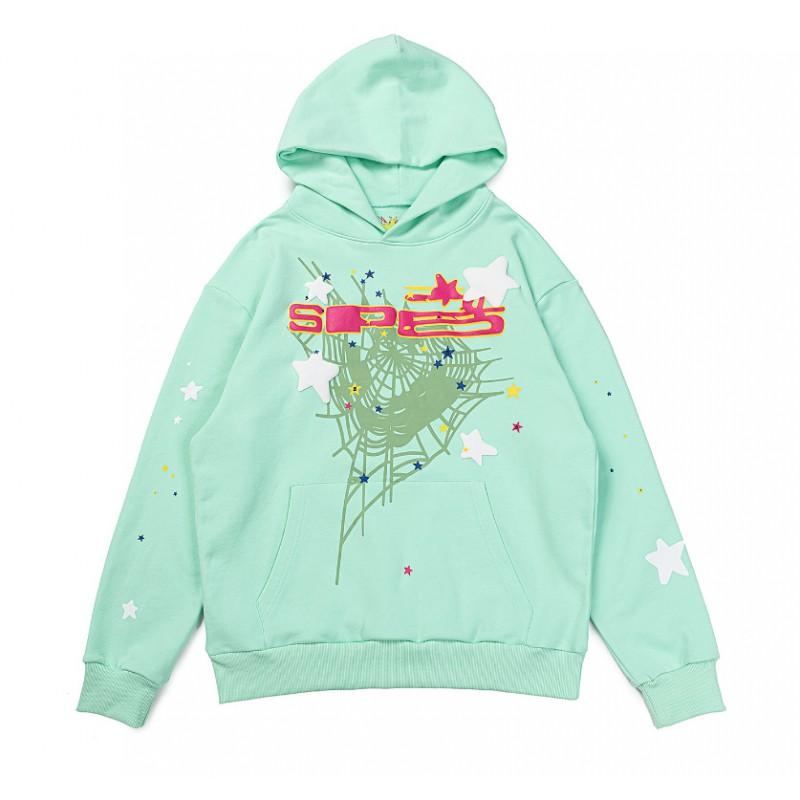 Unisex Sp555 Spider Web Print Heavyweight Cotton Fleece Hoodie Sweatshirt
