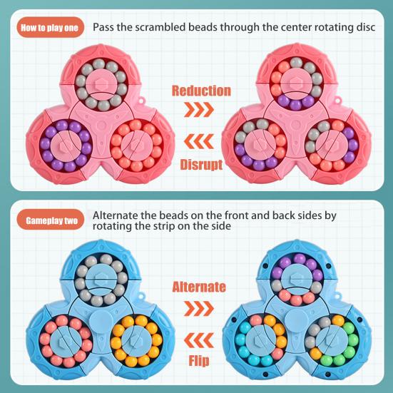 Colorful Bean Fidget Spinner Toy 2-In-1 Rotating Bean Cube Gyro Stress Anxiety Relief Fingertip Spinning Sensory Toy Kids Adults Party Favors