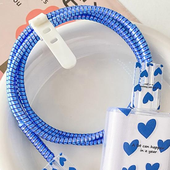 Защитный чехол для кабеля зарядки Love Pattern для зарядного устройства Apple 18/20 Вт, прозрачная защитная веревка, износостойкая всесторонняя защита, аксессуары для телефонов