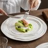 White Ceramic Dinner Plate Family Party Dinner Roast Steak Plate Restaurant Main Dish Creative Food Decoration Dessert Plate