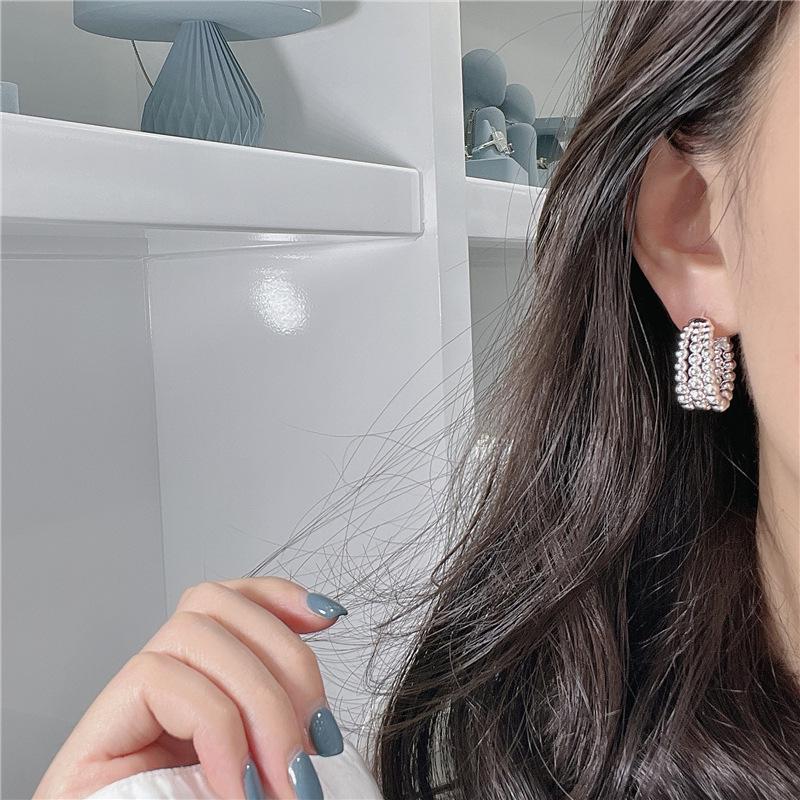 Серьги-кольца из стерлингового серебра 925 пробы с трехслойными бусинами