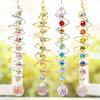 Faux Crystal Ball Pendant Spiral Tail Decorative Hanging Wind Spinner Rainbow Maker Double-Spiral Artificial Crystal Prism Sun Catcher for Garden